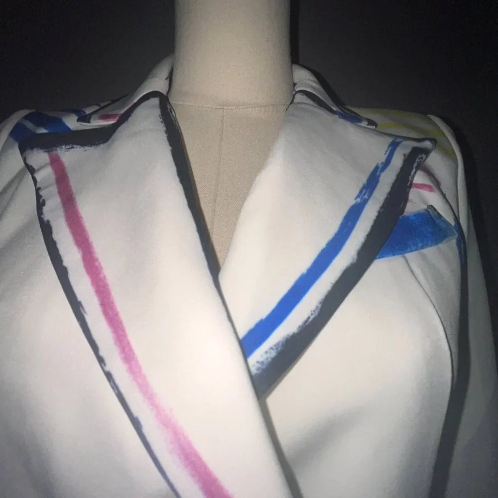 L'ATISTE COLOR ME BAD ARTSY PANTS SUIT GRAPHIC PAINTED CONTRASTING OUTLINE - S - Picture 13 of 16